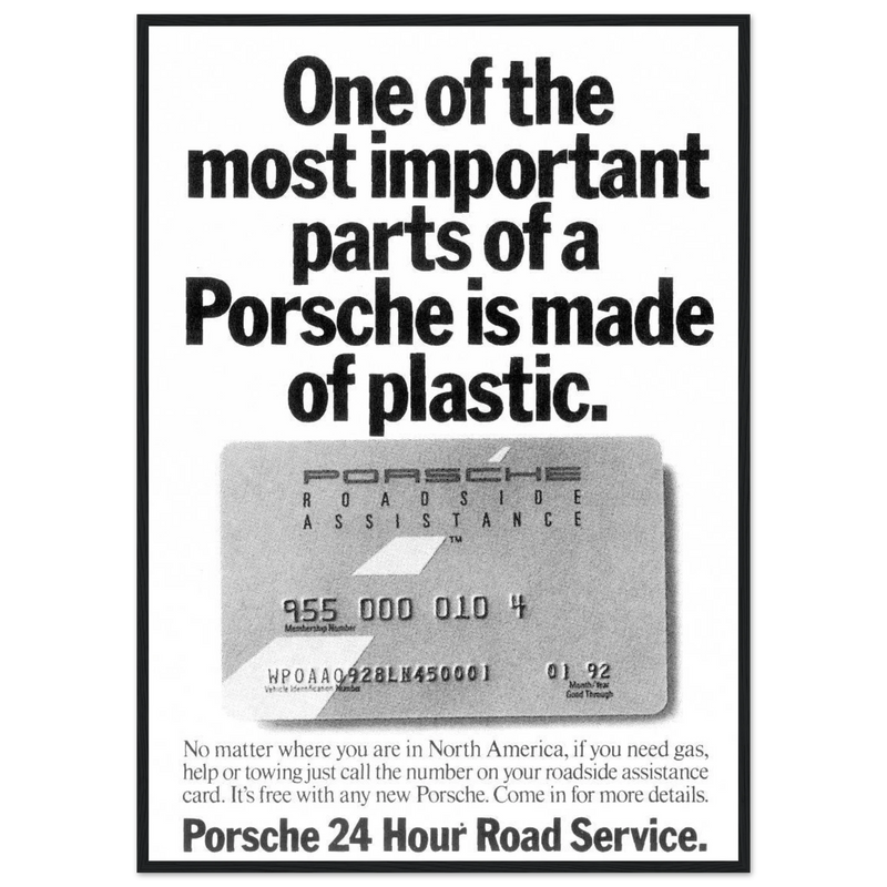 Porsche - 24 Hour Road Service Vintage Poster Ad