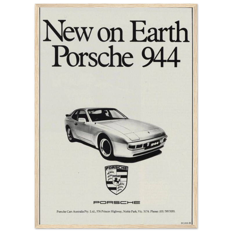 Porsche 944 New on Earth Vintage Poster Ad